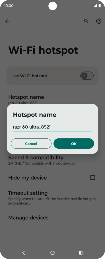 Key in the required Wi-Fi hotspot name and press OK. Key in the required Wi-Fi hotspot name and press OK.