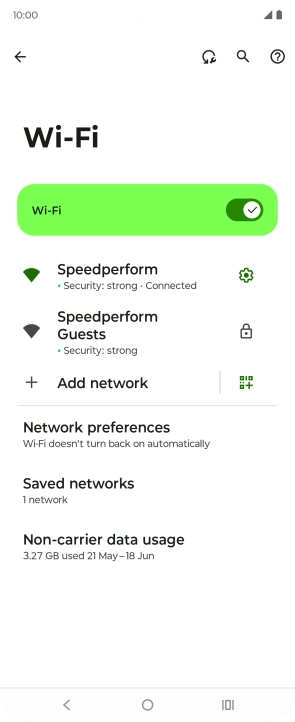 Press the settings icon next to the Wi-Fi network you're connected to. Press the settings icon next to the Wi-Fi network you're connected to.