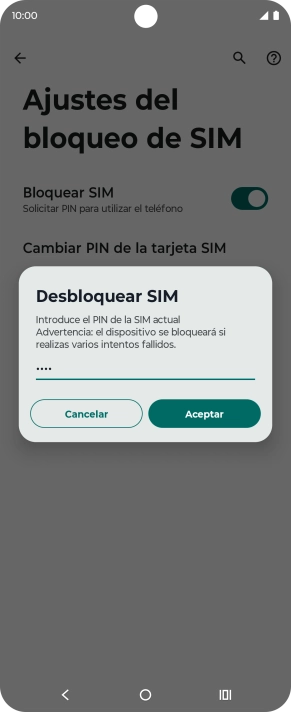 Introduce tu código PIN y pulsa Aceptar.