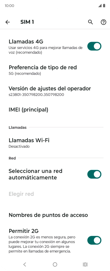 Pulsa Nombres de puntos de acceso.