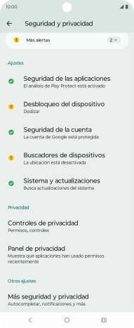 Pulsa Más seguridad y privacidad.