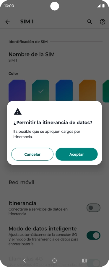 Si el roaming de datos está activado, pulsa Aceptar.