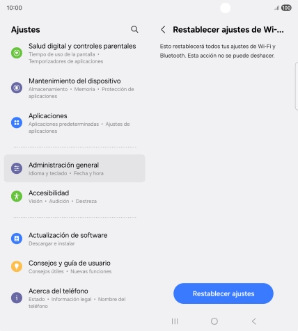 Pulsa Restablecer ajustes. Pulsa Restablecer ajustes.