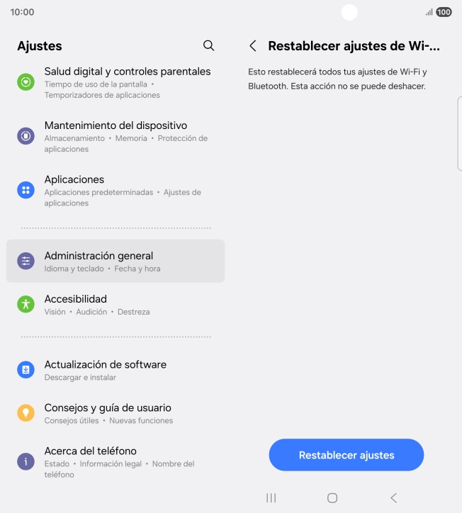 Pulsa Restablecer ajustes. Pulsa Restablecer ajustes.