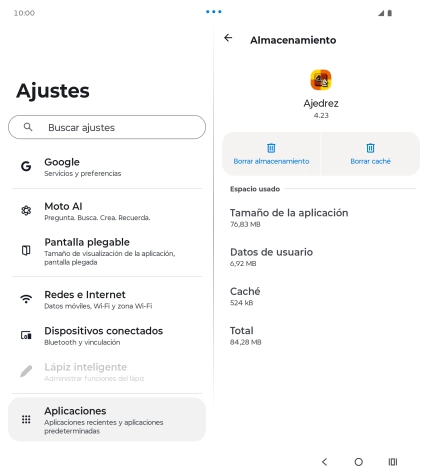 Pulsa Borrar caché.