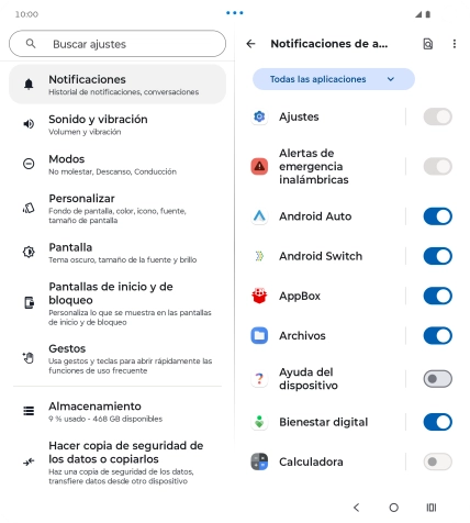Pulsa el indicador junto a las apps deseadas para activar o desactivar la función.