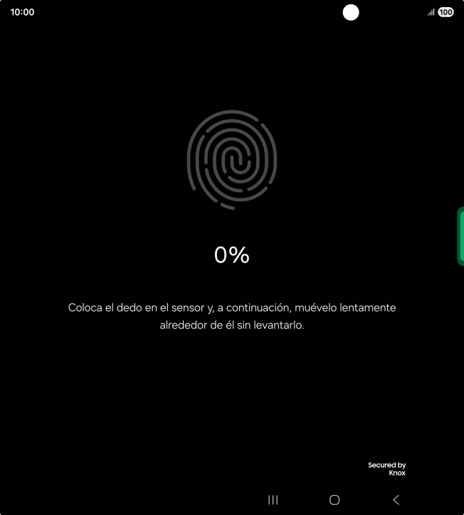 Sigue las indicaciones de la pantalla para crear una huella digital como código de seguridad. Sigue las indicaciones de la pantalla para crear una huella digital como código de seguridad.