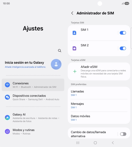 Pulsa la SIM de la línea móvil deseada.
