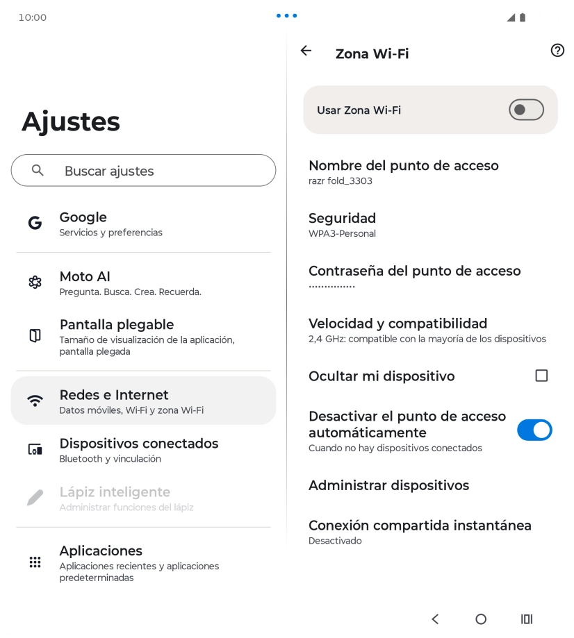 Pulsa Contraseña del punto de acceso. Pulsa Contraseña del punto de acceso.