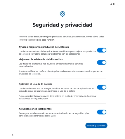 Pulsa el indicador junto a los ajustes deseados para seleccionarlos. Pulsa el indicador junto a los ajustes deseados para seleccionarlos.