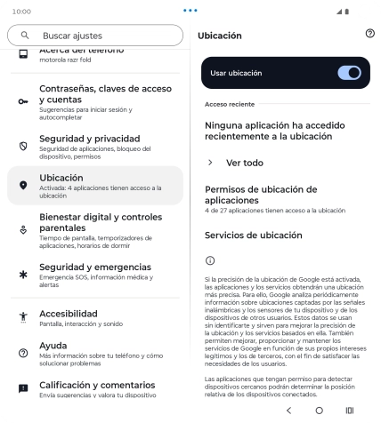 Pulsa Permisos de ubicación de aplicaciones.