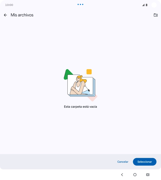 Si deseas crear una nueva carpeta, pulsa el icono de nueva carpeta y sigue las indicaciones de la pantalla para crearla.