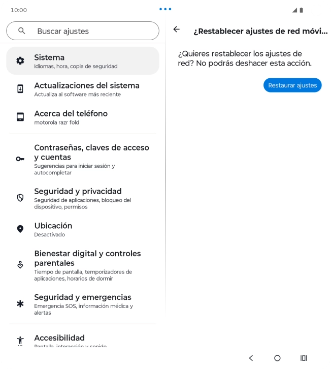 Pulsa Restaurar ajustes.