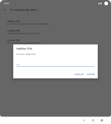 Introduce el código PIN2 y pulsa ACEPTAR. Introduce el código PIN2 y pulsa ACEPTAR.
