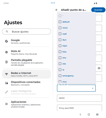 Pulsa default para activar o desactivar el ajuste.