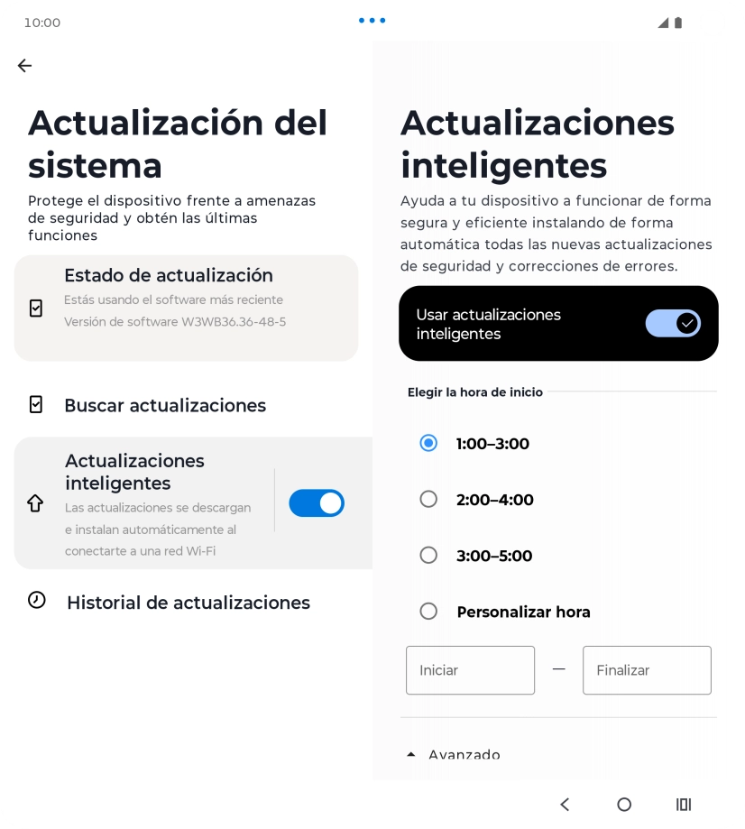Pulsa Buscar actualizaciones. Si hay una versión de software nueva disponible, aparecerá ahora en la pantalla. Sigue las indicaciones de la pantalla para actualizar el software del teléfono.