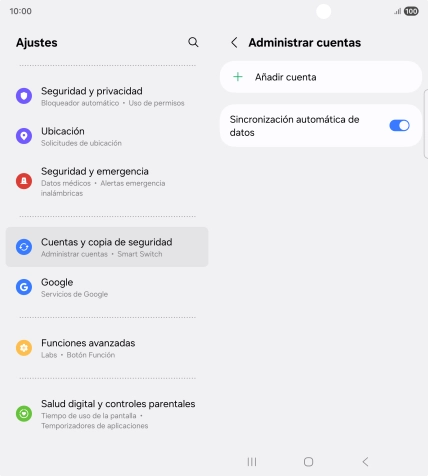 Pulsa Añadir cuenta. Pulsa Añadir cuenta.