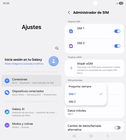 Pulsa el ajuste deseado.