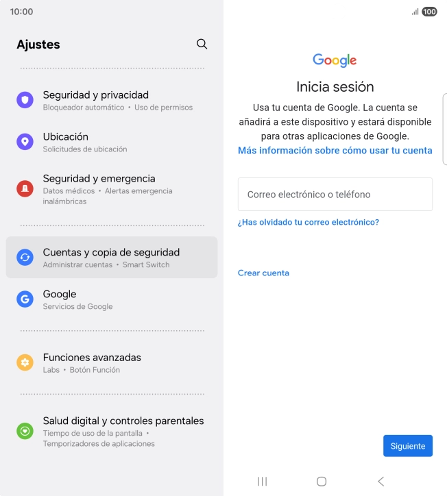 Si no tienes una cuenta de Google, pulsa Crear cuenta y sigue las indicaciones de la pantalla para ver cómo crear una cuenta nueva. Si no tienes una cuenta de Google, pulsa Crear cuenta y sigue las indicaciones de la pantalla para ver cómo crear una cuenta nueva.