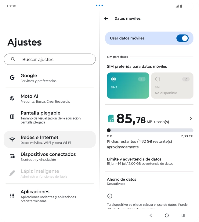 El consumo total de datos se visualiza ahora en la pantalla. El consumo total de datos se visualiza ahora en la pantalla.