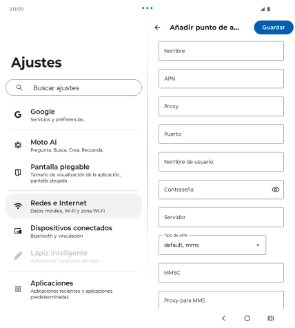 Pulsa Nombre e introduce Vodafone Internet.
