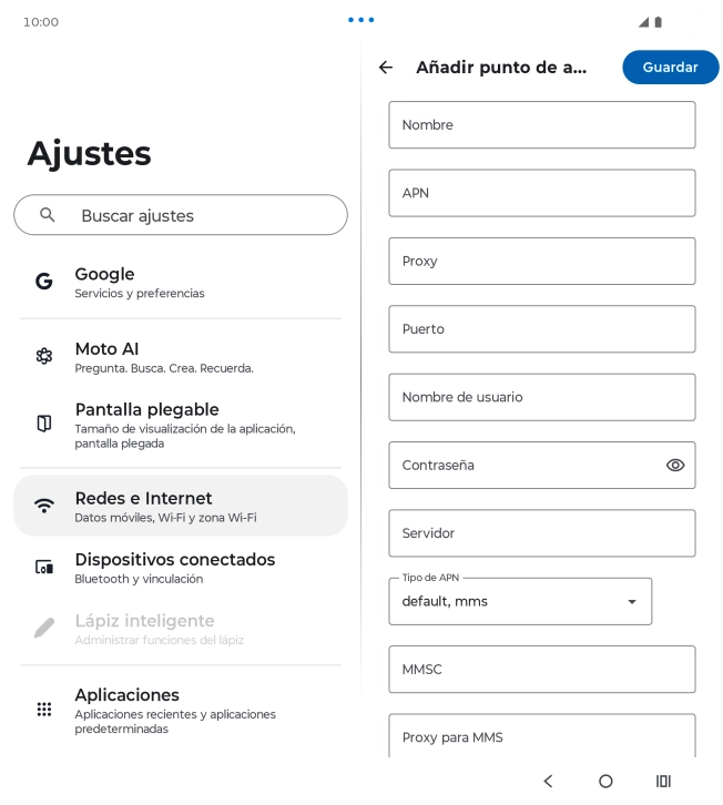Pulsa Nombre e introduce Vodafone Internet.