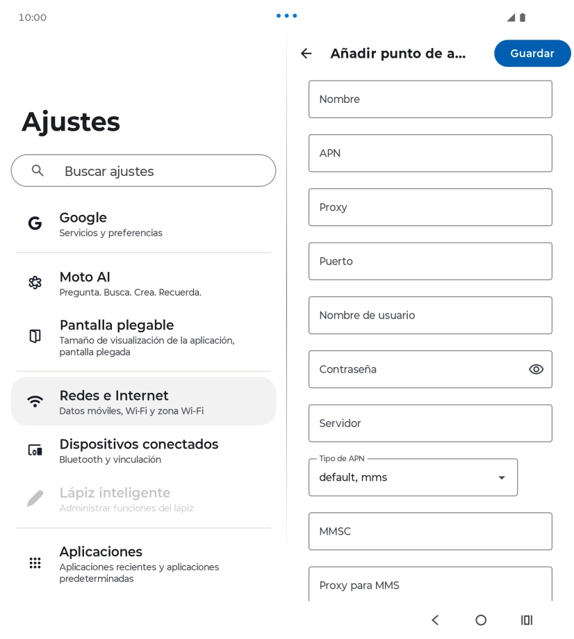 Pulsa Nombre e introduce Vodafone Internet.
