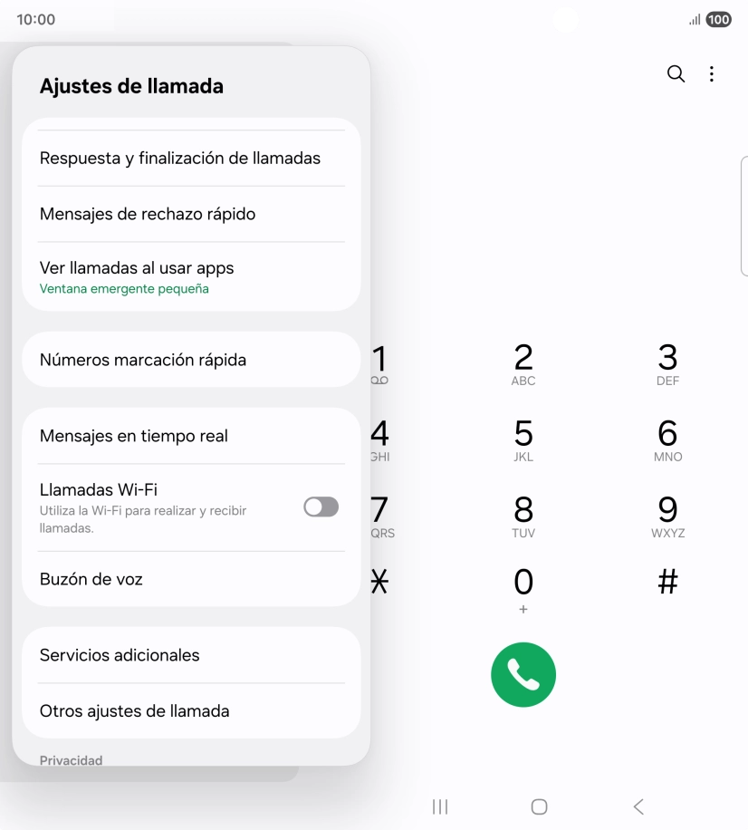 Pulsa Servicios adicionales. Pulsa Servicios adicionales.