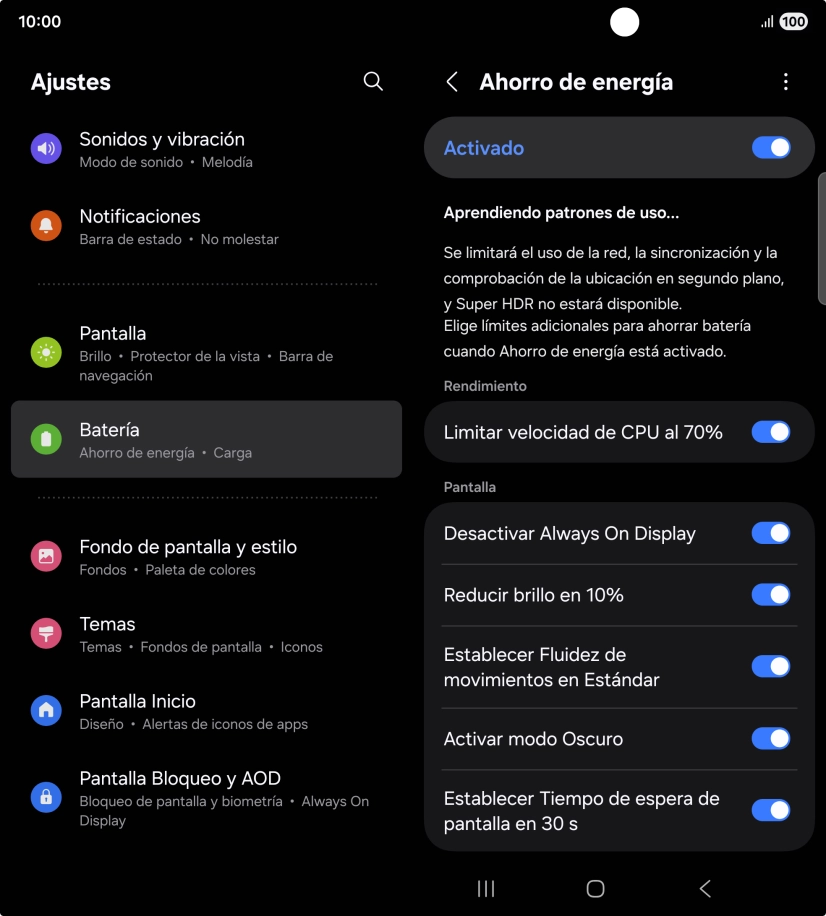 Pulsa el indicador junto a los ajustes deseados para activarlos o desactivarlos. Pulsa el indicador junto a los ajustes deseados para activarlos o desactivarlos.