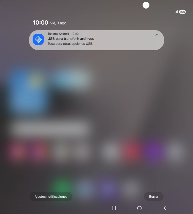 Pulsa Toca para otras opciones USB..