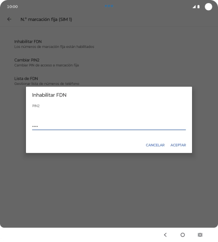 Introduce el código PIN2 y pulsa ACEPTAR. Introduce el código PIN2 y pulsa ACEPTAR.