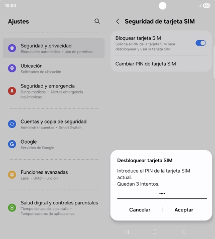 Introduce tu código PIN y pulsa Aceptar. Introduce tu código PIN y pulsa Aceptar.
