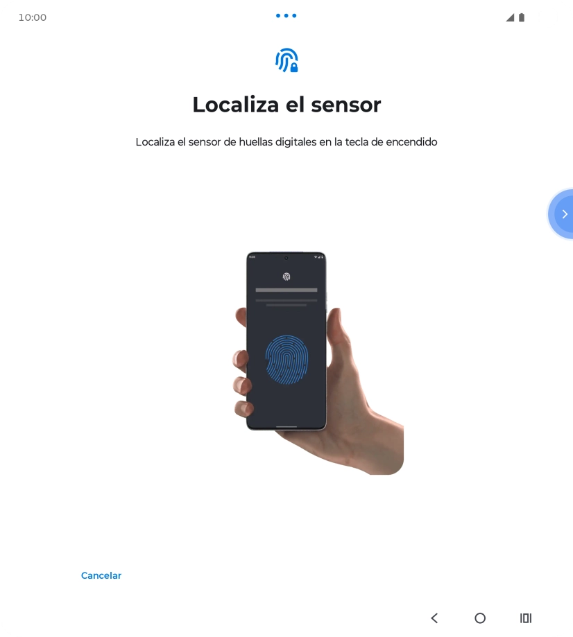 Sigue las indicaciones de la pantalla para crear una huella digital como código de seguridad. Sigue las indicaciones de la pantalla para crear una huella digital como código de seguridad.