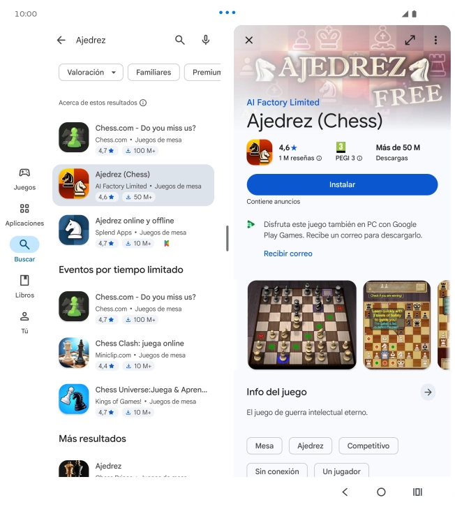 Pulsa Instalar y sigue las indicaciones de la pantalla para instalar la app.