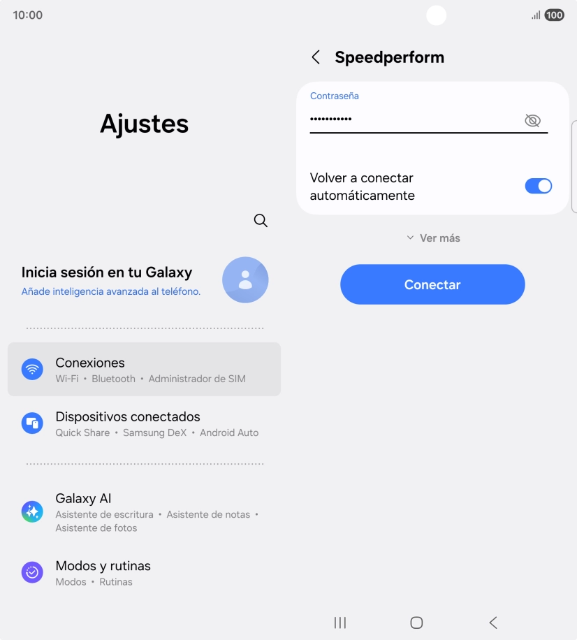 Introduce la contraseña de la red wifi y pulsa Conectar. Introduce la contraseña de la red wifi y pulsa Conectar.
