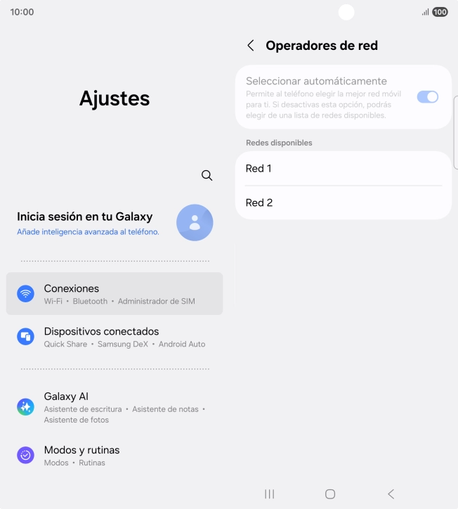 Pulsa la red deseada.
