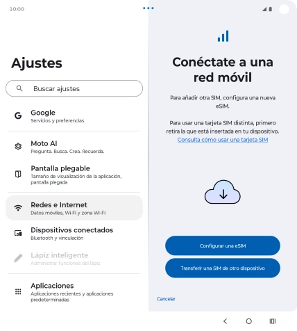 Pulsa Configurar una eSIM. Pulsa Configurar una eSIM.