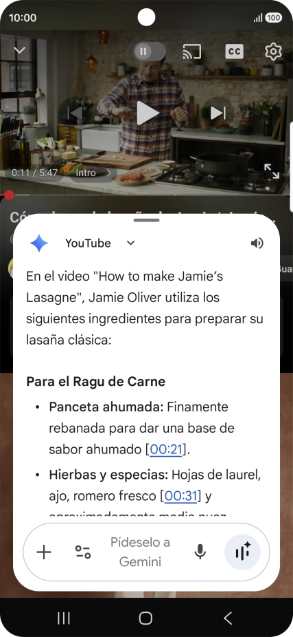La respuesta de Gemini a tu pregunta se visualiza ahora en la pantalla.