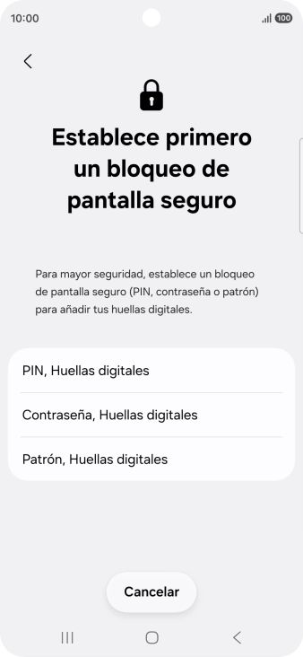 Pulsa el código de seguridad deseado y sigue las indicaciones de la pantalla para crear un código de seguridad del teléfono adicional.