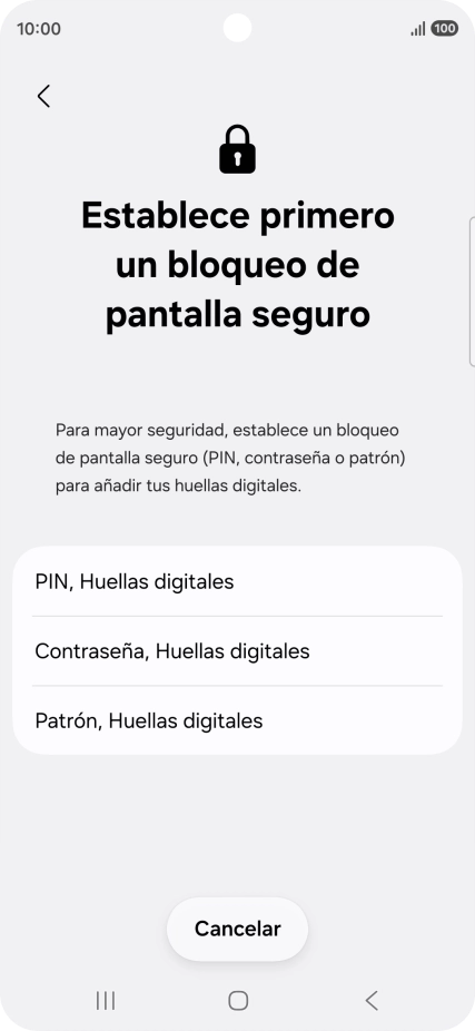 Pulsa el código de seguridad deseado y sigue las indicaciones de la pantalla para crear un código de seguridad del teléfono adicional.