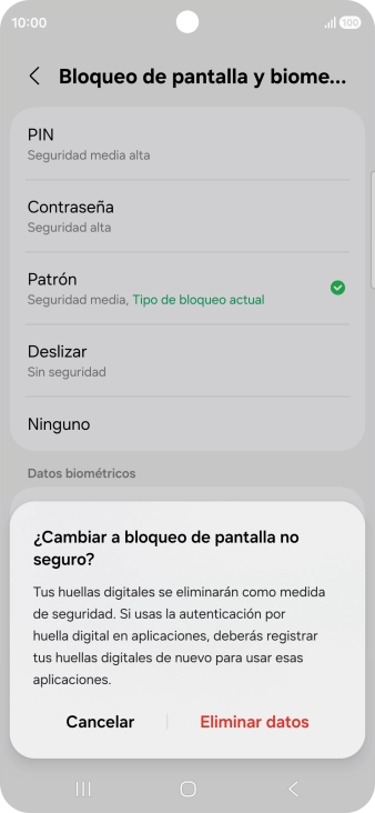 Pulsa Eliminar datos.