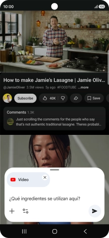 Sigue las indicaciones de la pantalla para escribir o decir en alto la pregunta que quieres hacer del vídeo.