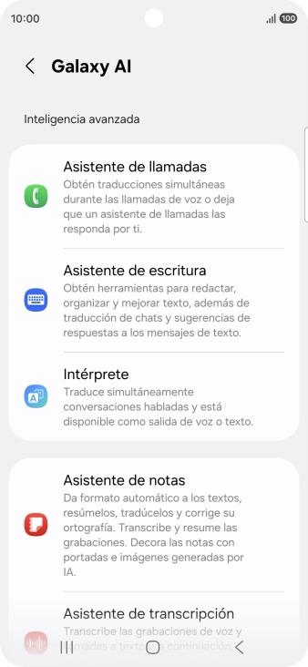 En la pantalla aparecen ahora más ejemplos de cómo puedes utilizar Galaxy AI.