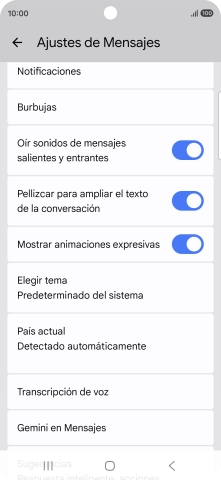 Pulsa Gemini en Mensajes.