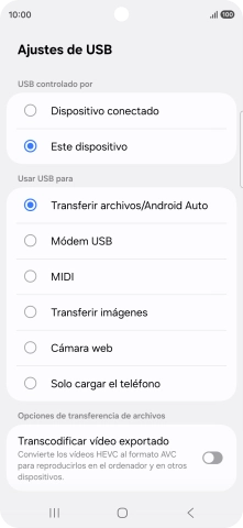 Pulsa Transferir archivos/Android Auto.
