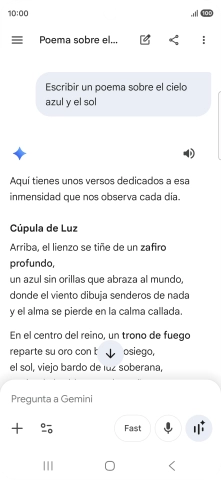 A Gemini le puedes pedir que genere un texto a partir de una descripción tuya.