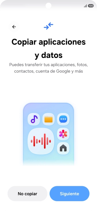Pulsa No copiar y sigue las indicaciones de la pantalla para finalizar la activación del teléfono.
