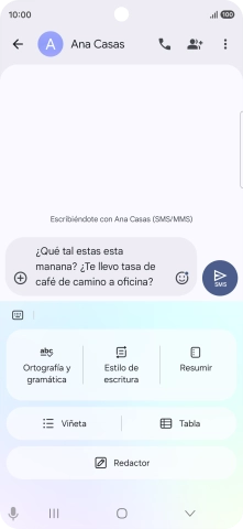 Para comprobar si un texto tiene errores de ortografía o de gramática, pulsa Ortografía y gramática y sigue las indicaciones de la pantalla para utilizar la función.
