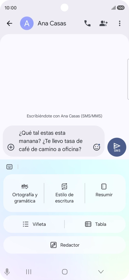 Para comprobar si un texto tiene errores de ortografía o de gramática, pulsa Ortografía y gramática y sigue las indicaciones de la pantalla para utilizar la función.
