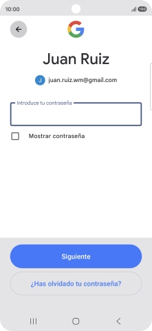 Pulsa Introduce tu contraseña e introduce la contraseña de tu cuenta de Google.